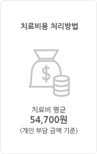 치료비용 처리방법 치료비 평균 54,700원 (개인부담금액기준)